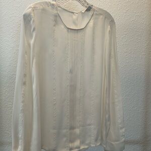 J Crew 100% Silk Cream Long Sleeve Blouse - Elegant Feminine Top